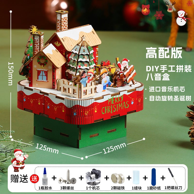 Wooden Puzzle Music Box Ferris Wheel 3D Stereo Assembled Model Children'S Gift Handmade Building Blocks Toy - Image 1